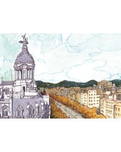 Postal El Paseo de Gracia desde la Bolsa de Barcelona